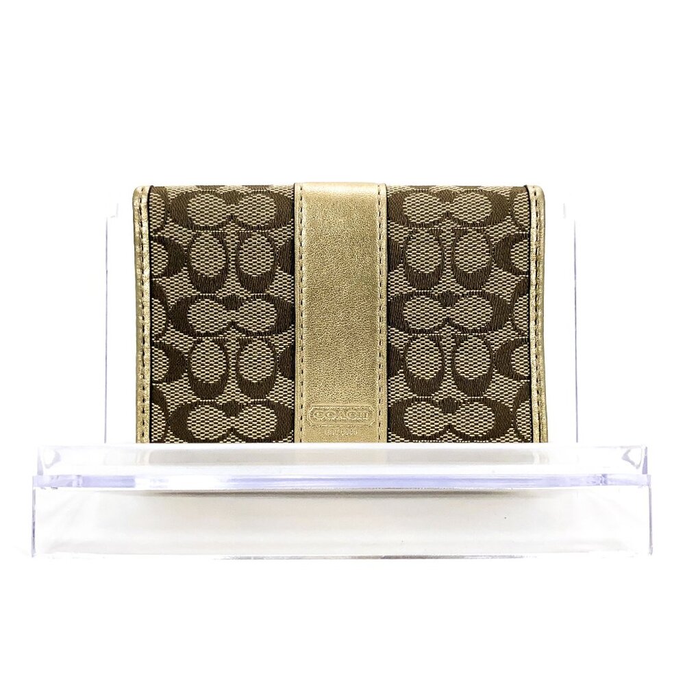 COACH Signature Monogram Wallet Card Holder w/Id Slot